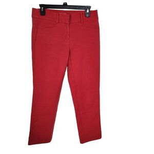 LOFT Womens Pant Size 2 The Riviera Cropped Ankle Marisa Fit Red Career Mid Rise